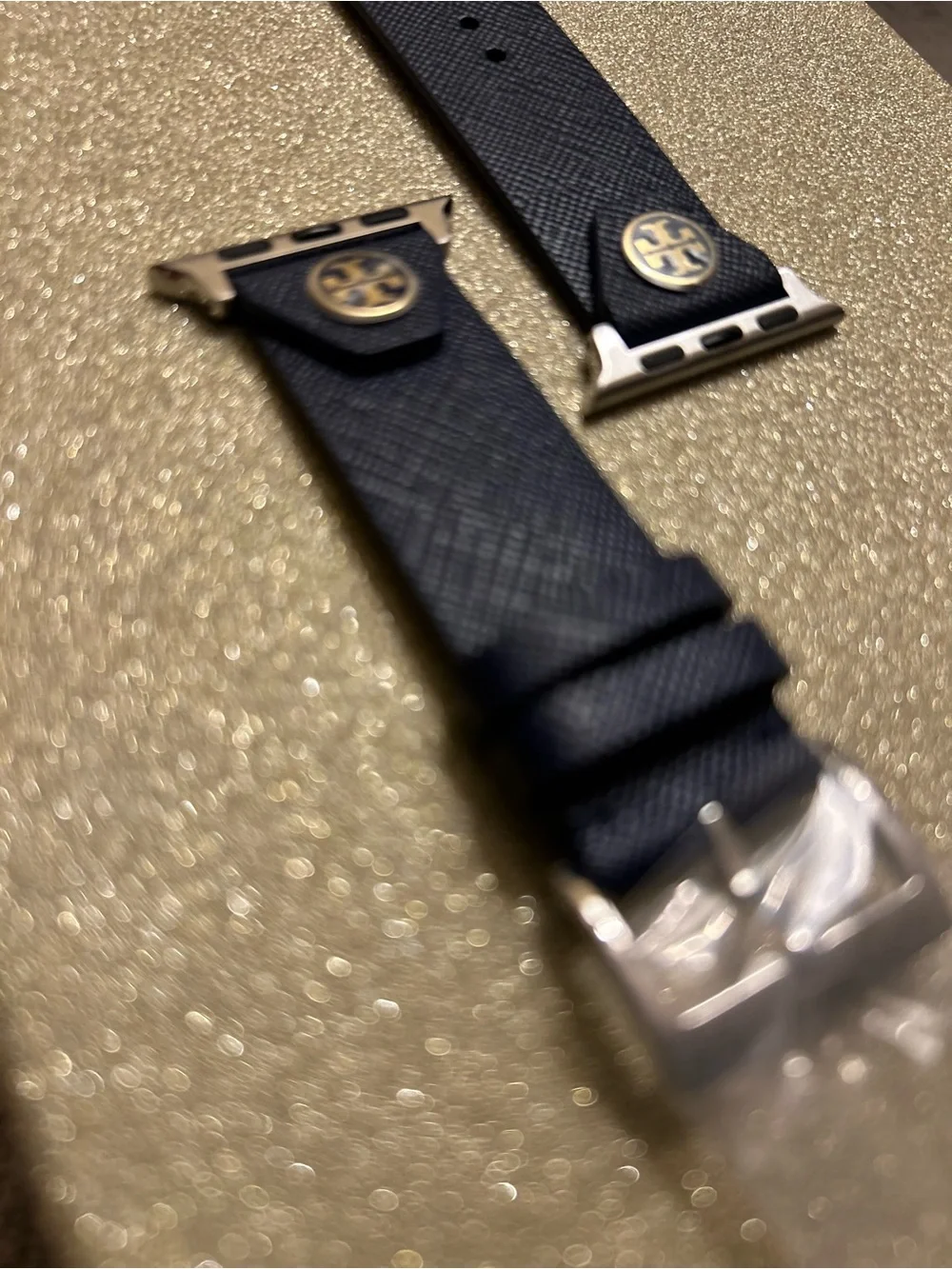 Tory Burch Safiano Leather Apple Watch Band 38-40mm NWOT Navy Color